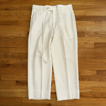 Cellini White 2 Piece Suit Mens 42R 33x26 Solid Double Breasted USA 1980s 80s