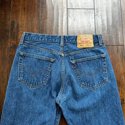 Vintage 90s Levis 501 34x32 USA Blue Denim Jeans Act 30x27 Thrashed Distressed