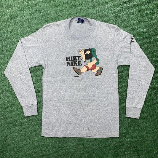 HIKE NIKE 80s Vintage T Shirt OG Rare Grail Geisha Rap Japan Gray Long Sleeve