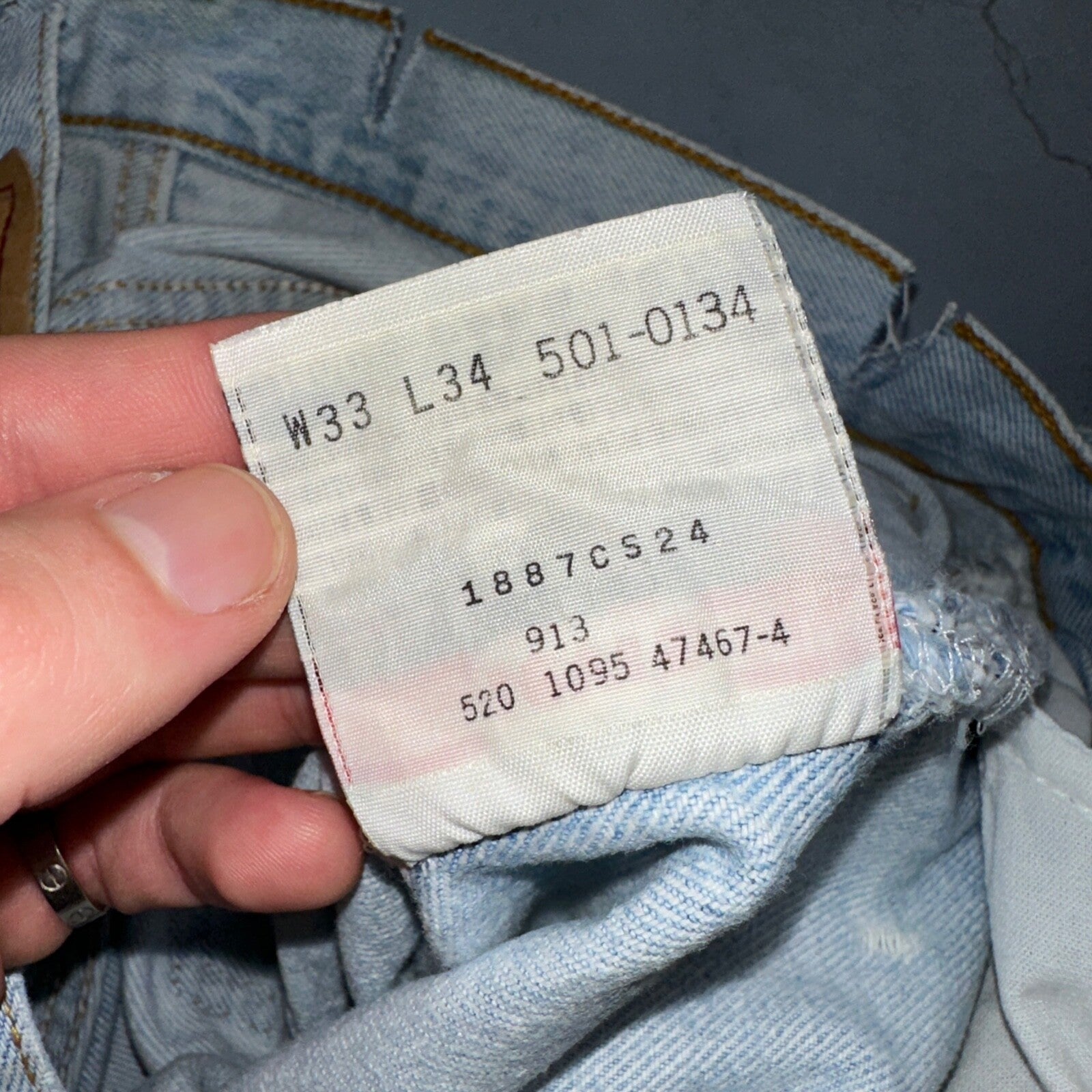 Levis 501 Vintage 90s USA XX Straight Leg Jeans Blue Light Wash 33x34 Act 31x32