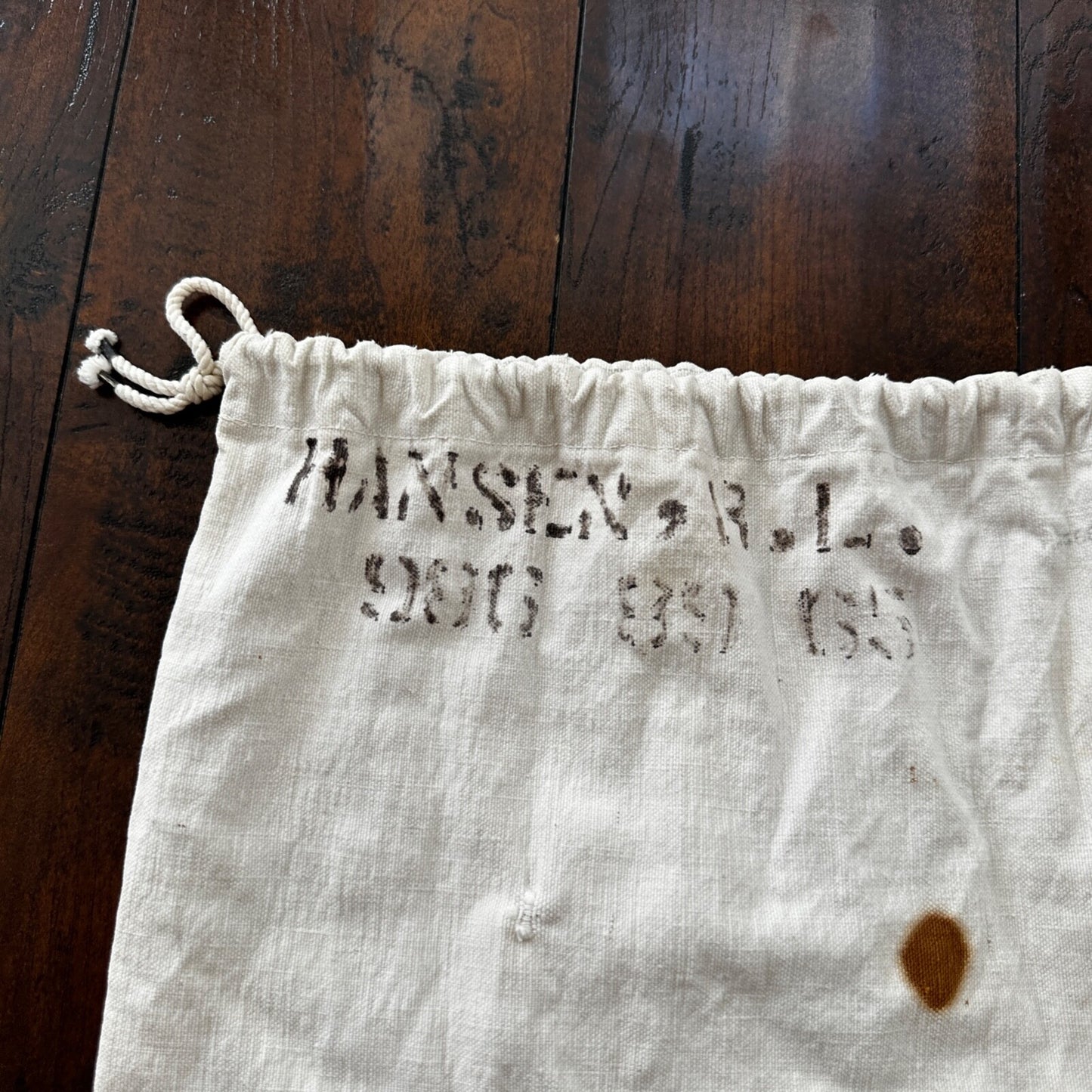 VTG WWII Canvas Garment Laundry Bag White Military Denim 1940s 40s 50s Stencil