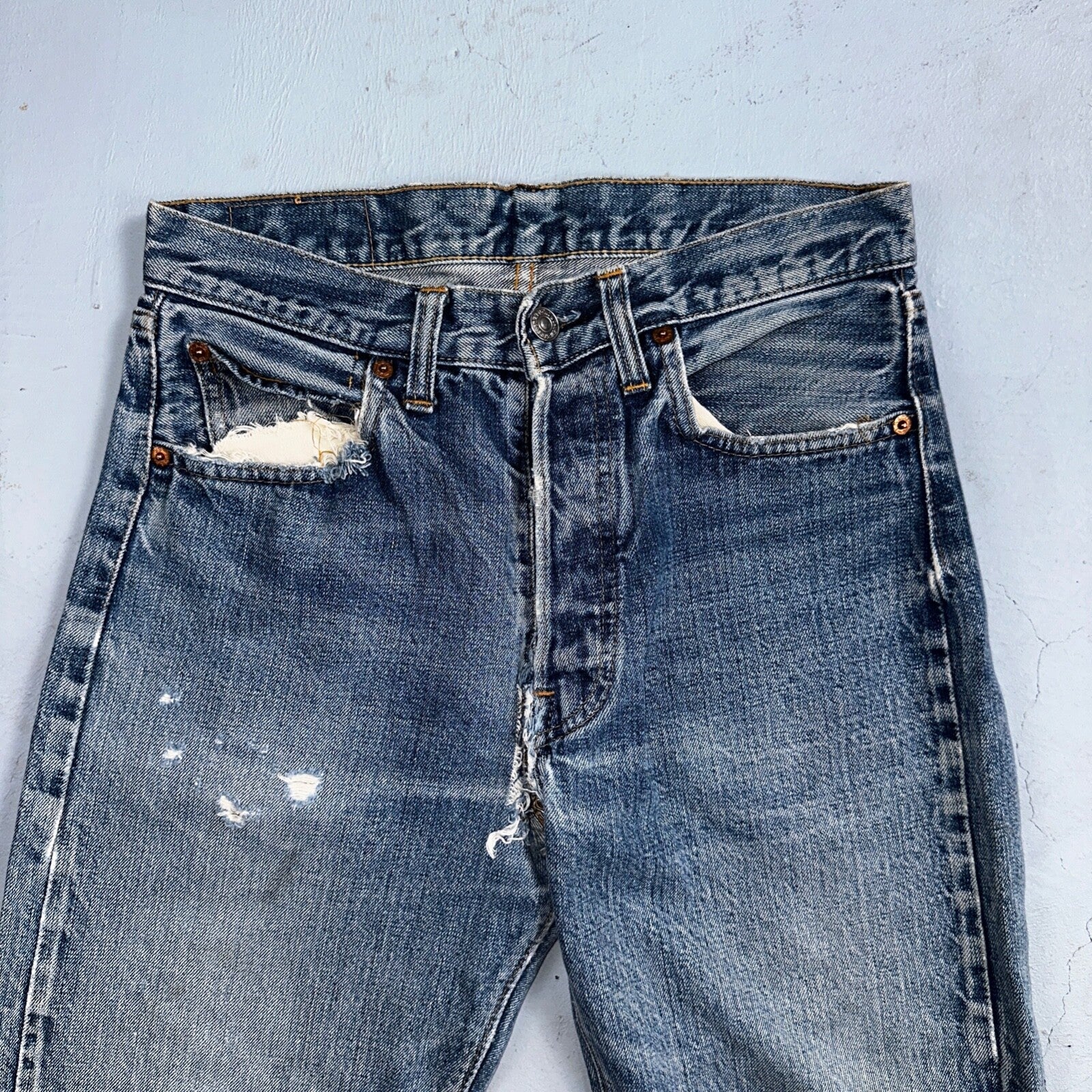 Levis 501 VTG 70s SS Redline Selvedge Jeans XX Thrashed 30x34 Act 28x29