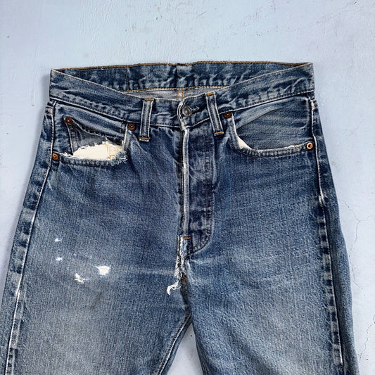 Levis 501 VTG 70s SS Redline Selvedge Jeans XX Thrashed 30x34 Act 28x29