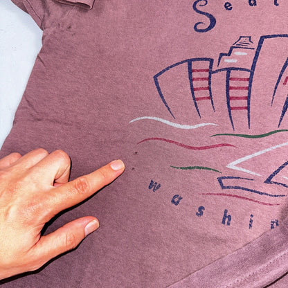 Seattle Washington Purple Maroon VTG T Shirt Single Stitch L Space Needle