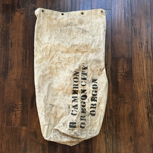 VTG WWII Canvas Garment Laundry Bag Rare Military Denim 1940s 40s 50s Stencil