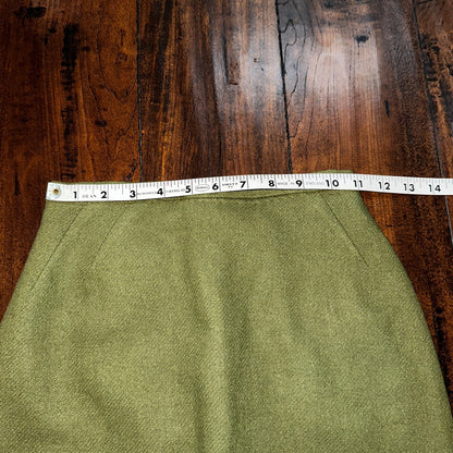 VTG USA Rockabilly Womens Dress Skirt 60s 70s Bottom Plaid Cute Green Wool