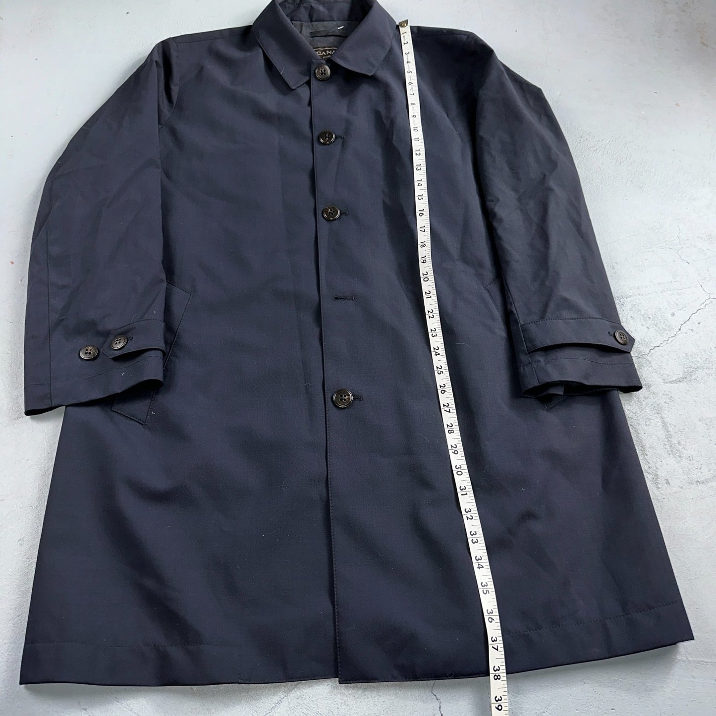 CANALI 1934 Water Repellent Car Coat Navy Rain Protection 54 Italy $2000 Retail