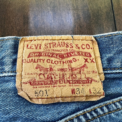 Levis 501 Vintage Y2K Straight Leg XX 2000s Jeans 34x32 Light Wash Act 32x30