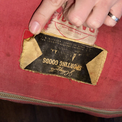 Vtg Sleeping Bag Canvas Red Duffle Bag USA Bell System Talon 1940s 40s 50s WWII