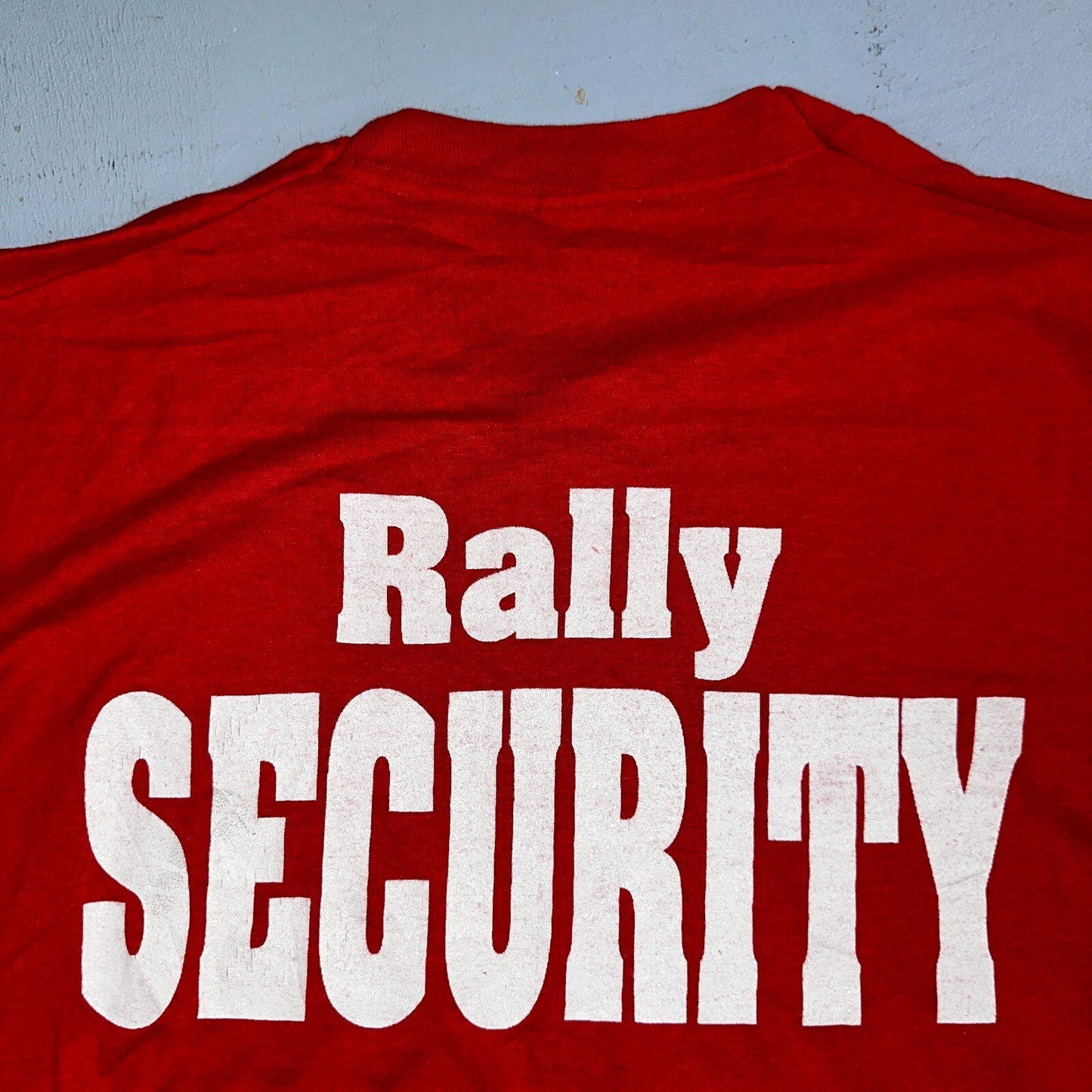 Rally Alley 1989 VTG T Shirt Screen Stars XL 80s Single Stitch Red Cars Security