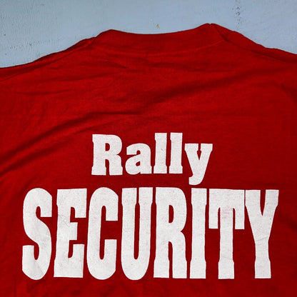Rally Alley 1989 VTG T Shirt Screen Stars XL 80s Single Stitch Red Cars Security