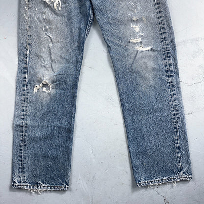 Levis 501 Vintage 90s USA XX Straight Leg Jeans Blue Light Wash 35x32 Act 31x29