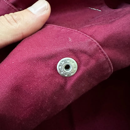 1960s 60s Jacket Shirt Bogner Germany Long Sleeve Button Snap Rockabilly Maroon