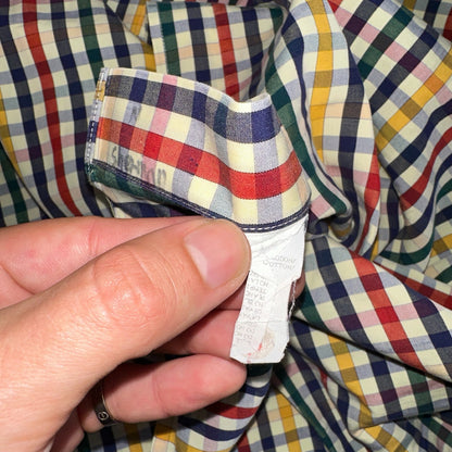 Paul & Shark Shirt Men's 46 Button Down Long Sleeve Gingham Check Italy Tricolor