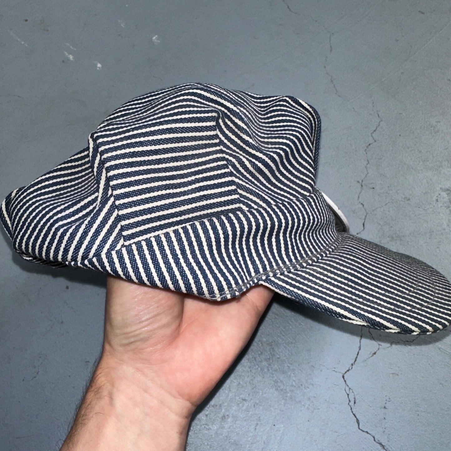 Conductor USA VTG Hat Cap Snapback Hat White Pinstripe XL Travel Cool Look Pin