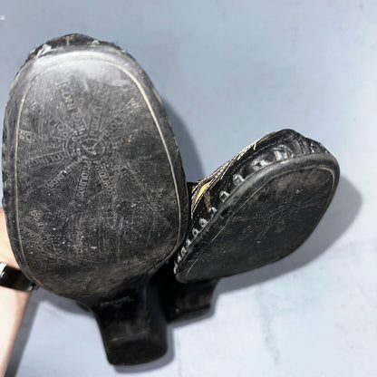 Pikolinos Jerez Black & Tan Perforated Leather Shoes EU 40 Sandal Small Heel