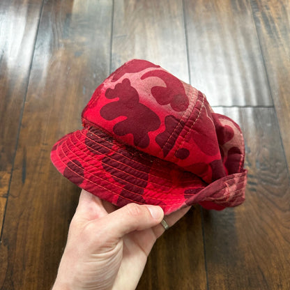 Frogskin 70s Fisherman Vintage Hat Bucket POST WWII Frog Skin Pink Red Camo