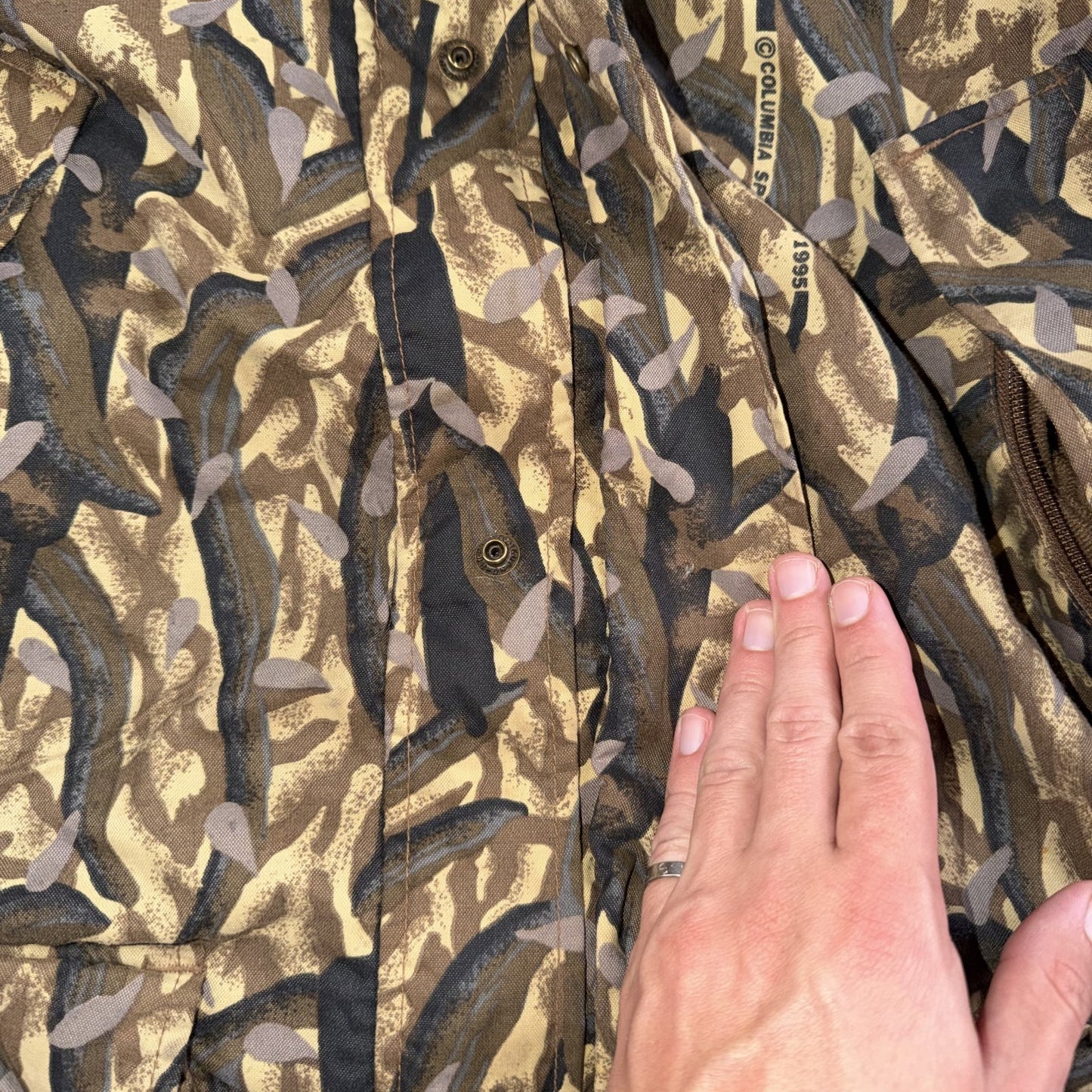 Vintage Columbia Delta Marsh Camo Jacket Men's Large Full Zip Hunting 1995