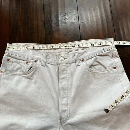 VTG USA Levis 501 Button Fly 90s Tag Jeans 80s 36x30 Act 32x29 Grey Faded White