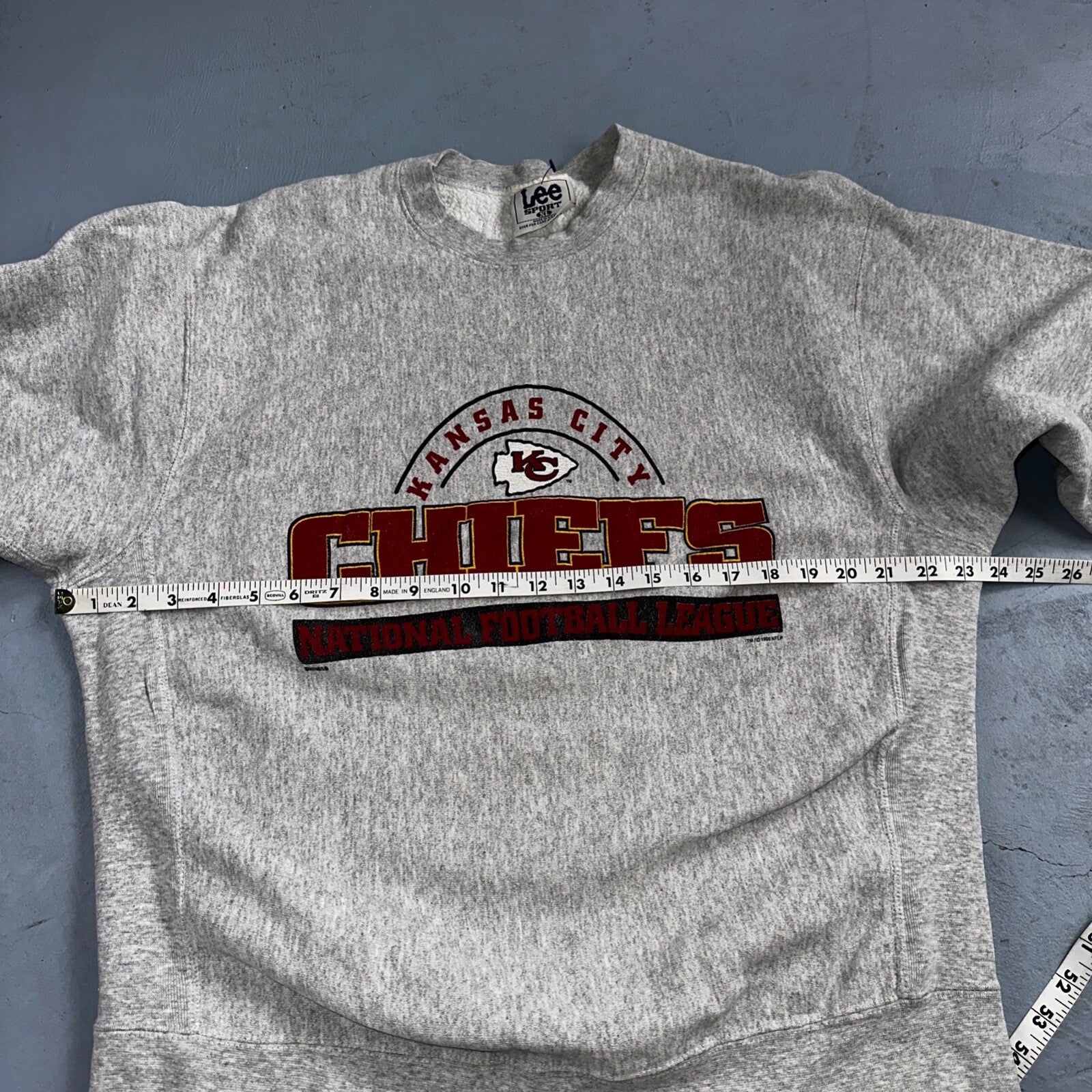 Lee Vintage NFL Kansas City Chiefs Crewneck KC Gray 90s XL USA Reverse Weave