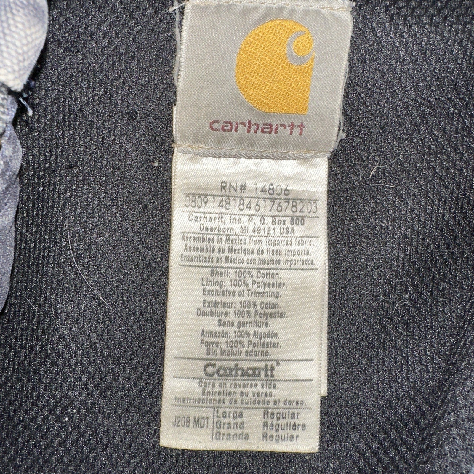 Carhartt Jacket VTG Mens Large Purple Hooded Distressed Bomber J208 MDT Thrashed