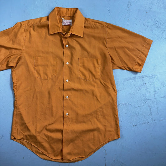 Vintage Montgomery Ward Shirt Men L 16 Orange Brent Work 60s Japan Short Sleeve