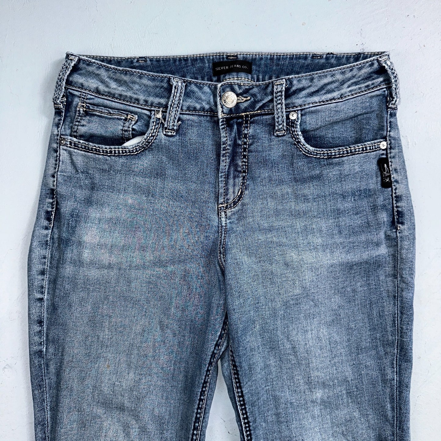 Silver Jeans Women Skinny Mid Rise Light Wash Denim Stretch Suki Pencil 32x29