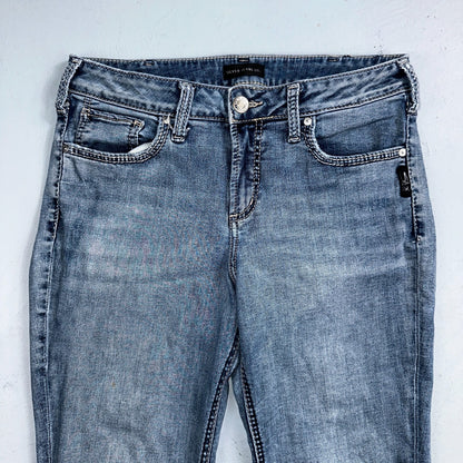 Silver Jeans Women Skinny Mid Rise Light Wash Denim Stretch Suki Pencil 32x29