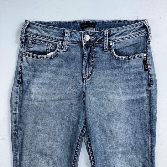 Silver Jeans Women Skinny Mid Rise Light Wash Denim Stretch Suki Pencil 32x29
