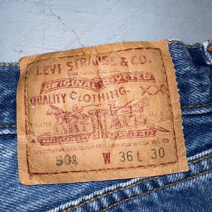 Levis 501 Vintage 90s USA XX Straight Leg Jeans Blue Med Wash 36x30 Act 34x29