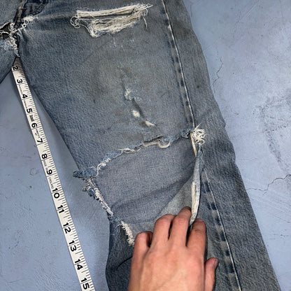 Levis 501 Vintage 80s Redline Selvedge USA XX Jeans Thrashed 33x33 Act 31x30
