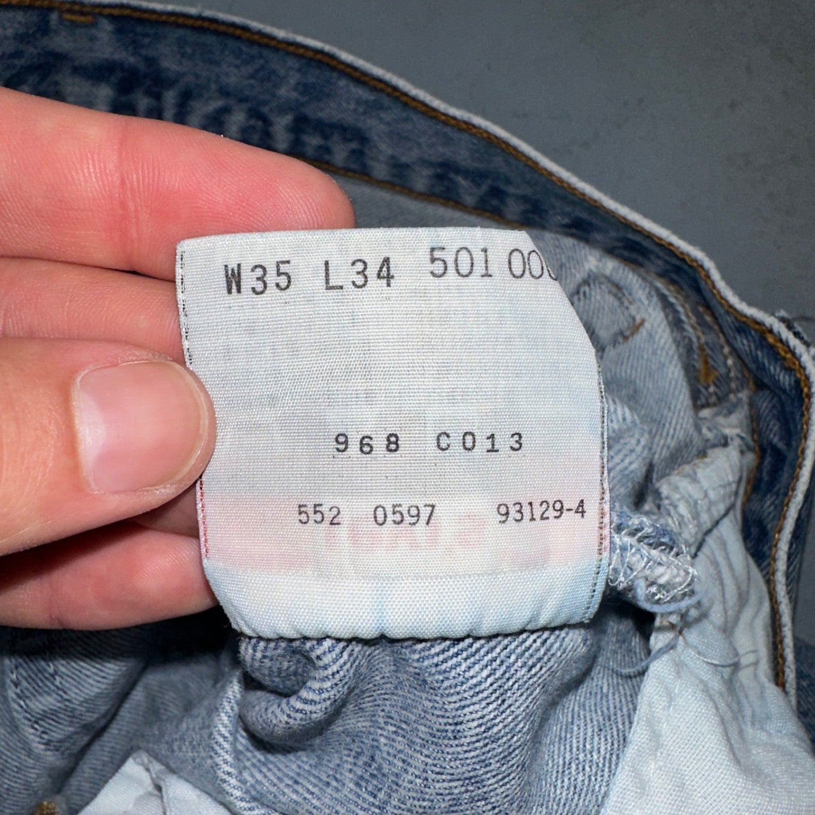 Levis 501 Vintage 90s USA XX Straight Leg Jeans Blue Light Wash 35x34 Act 33x31