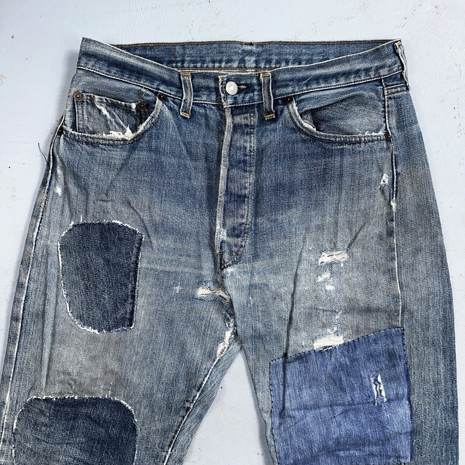 Levis 501 VTG 70s SS Redline Selvedge Jeans XX Blue Med Wash Patched Act 31x28