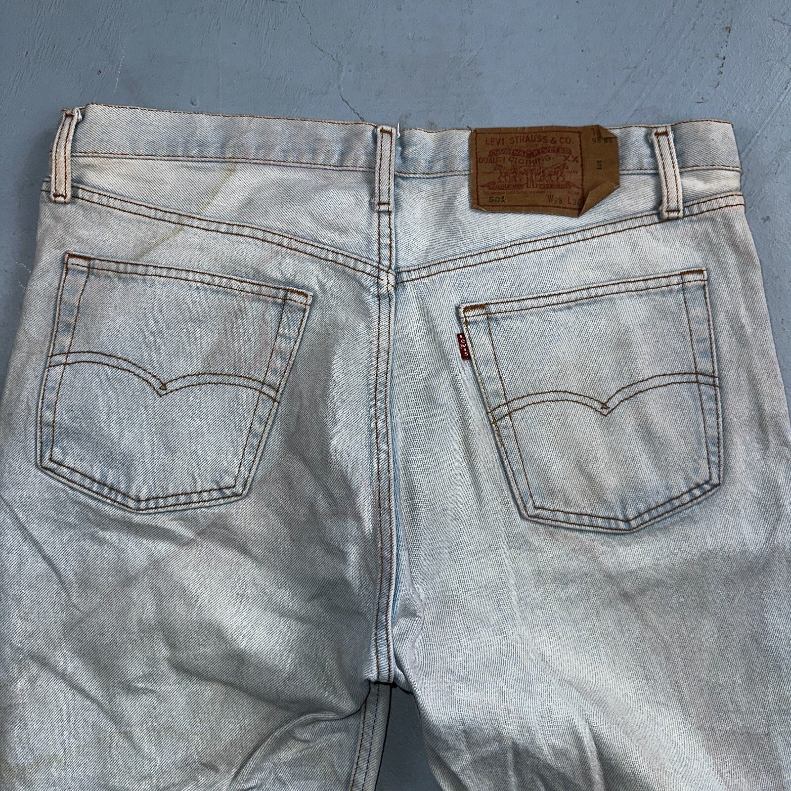 Levis 501 Vintage 90s Europe XX Straight Leg Jeans Light Wash 38x36 Act 35x27