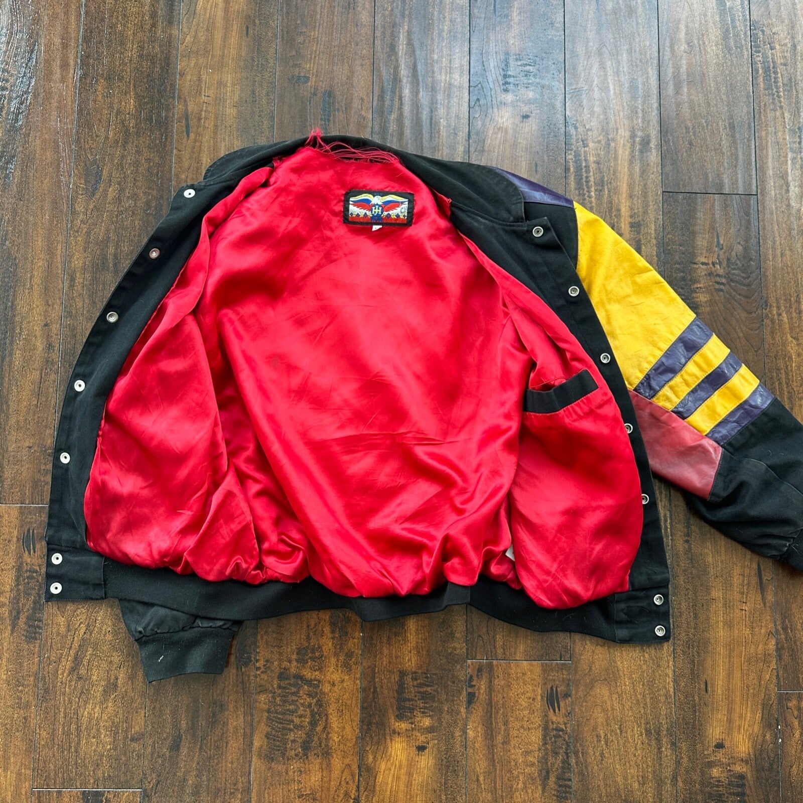 VTG 1992 Jeff Hamilton Looney Tunes Leather Canvas Jacket XL 90s Rap Cartoon Art