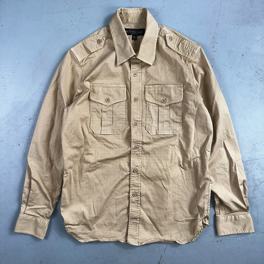 J Peterman Shirt Mens M Khaki Officer & Gentleman Field Shirt Safari Outdoor VTG