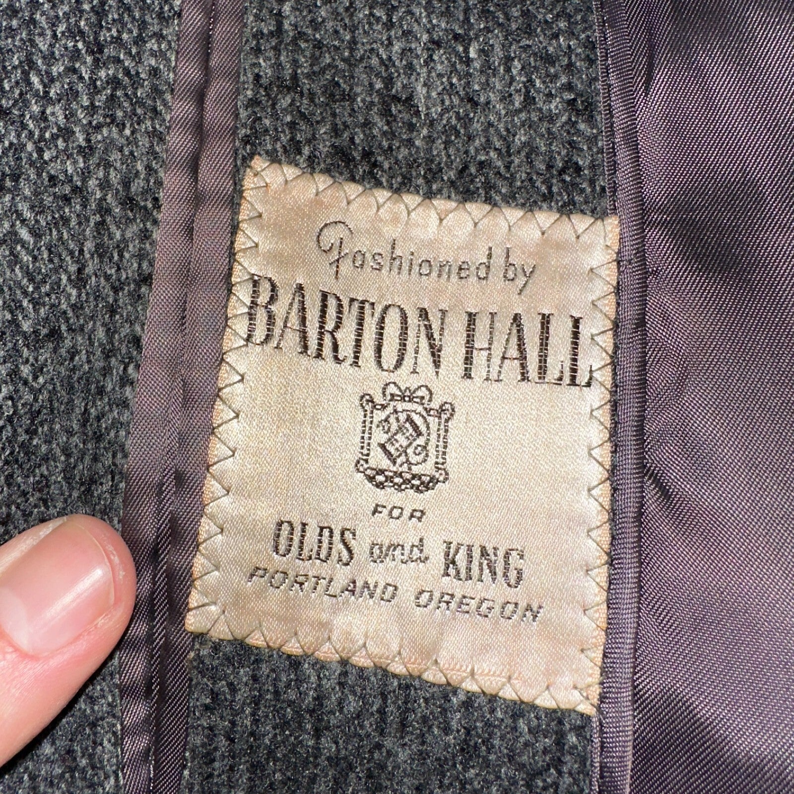 Vintage Barton Hall Coat Mens Gray Tweed Shabby Chic Wool 50s Union Made 1950s