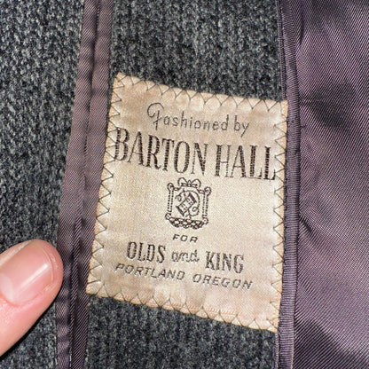 Vintage Barton Hall Coat Mens Gray Tweed Shabby Chic Wool 50s Union Made 1950s