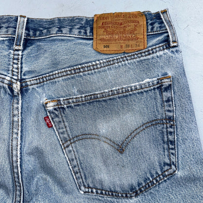 Levis 501 Vintage 90s XX Straight Leg Mexico Jeans 38x34 Light Wash Act 35x31