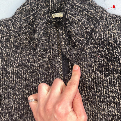 Christian Scott Gents Shetland Sweater Zip Up Made in Scotland VTG Large Gray