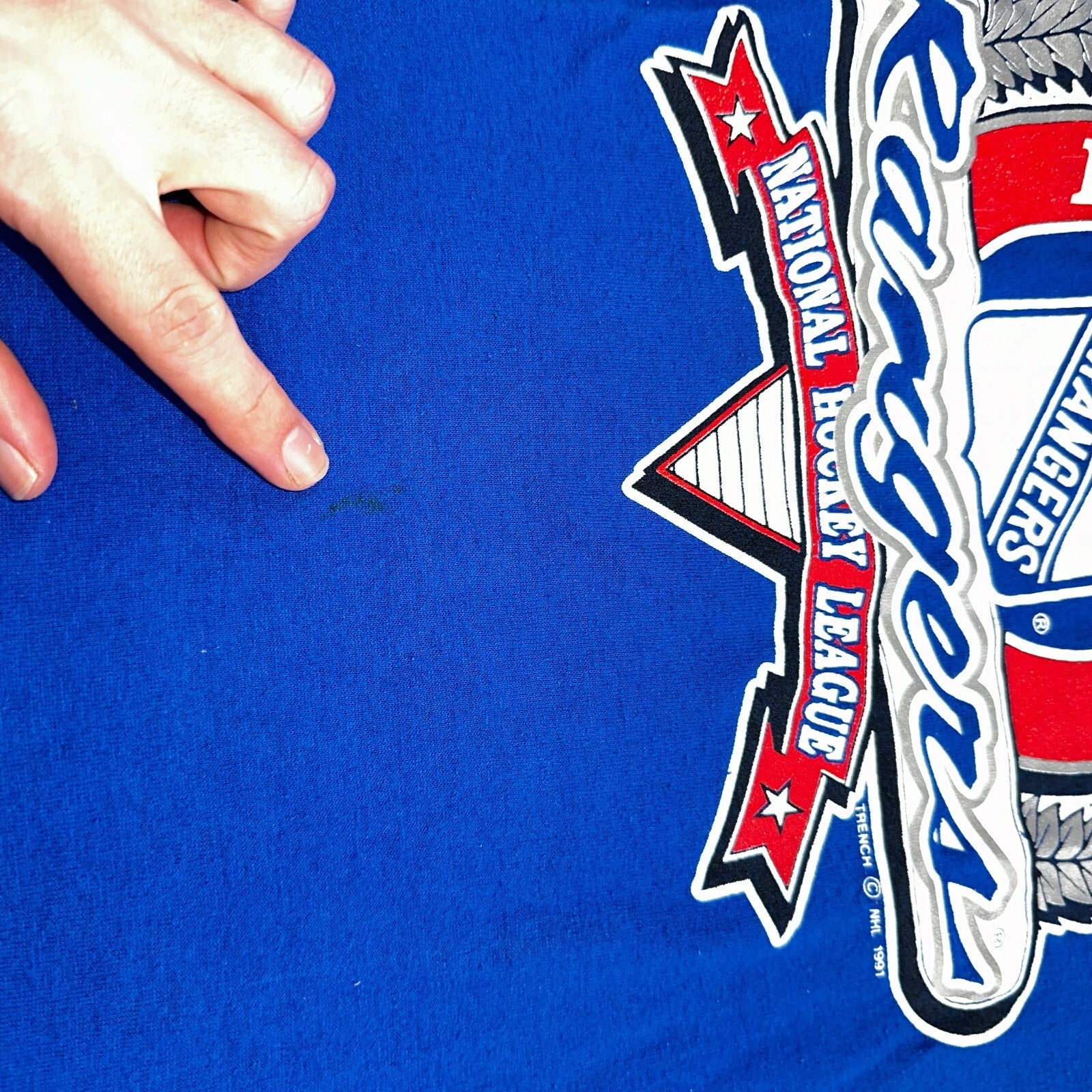 New York Rangers VTG Sportswear T Shirt Mens L NHL Hockey Blue 90s Single Stitch