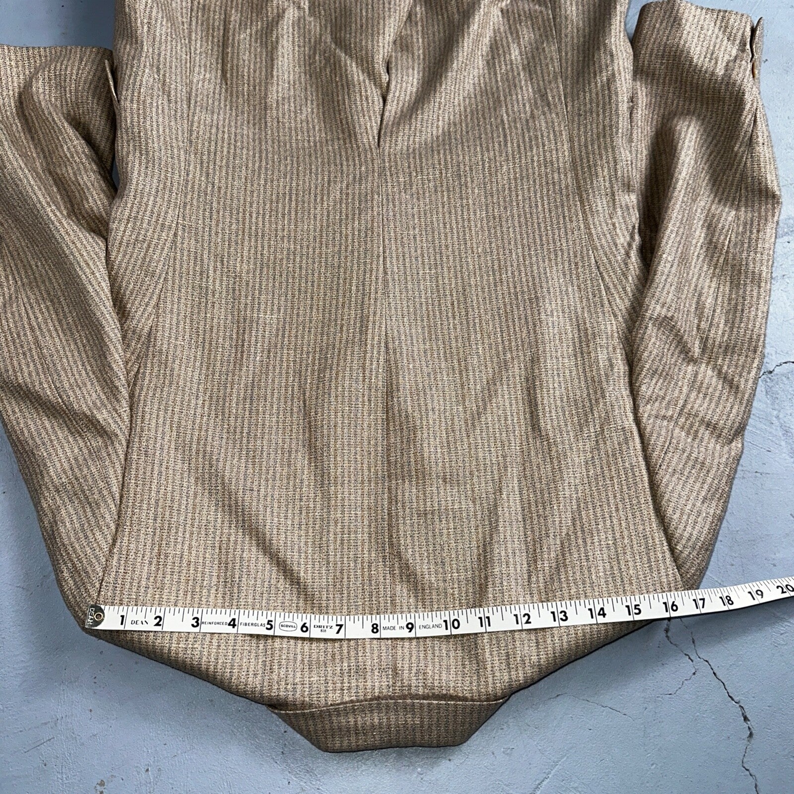 VTG Mens Suit 40S Jacket Sport Coat Rockabilly 80s 90s Wool Stripe Brown Short