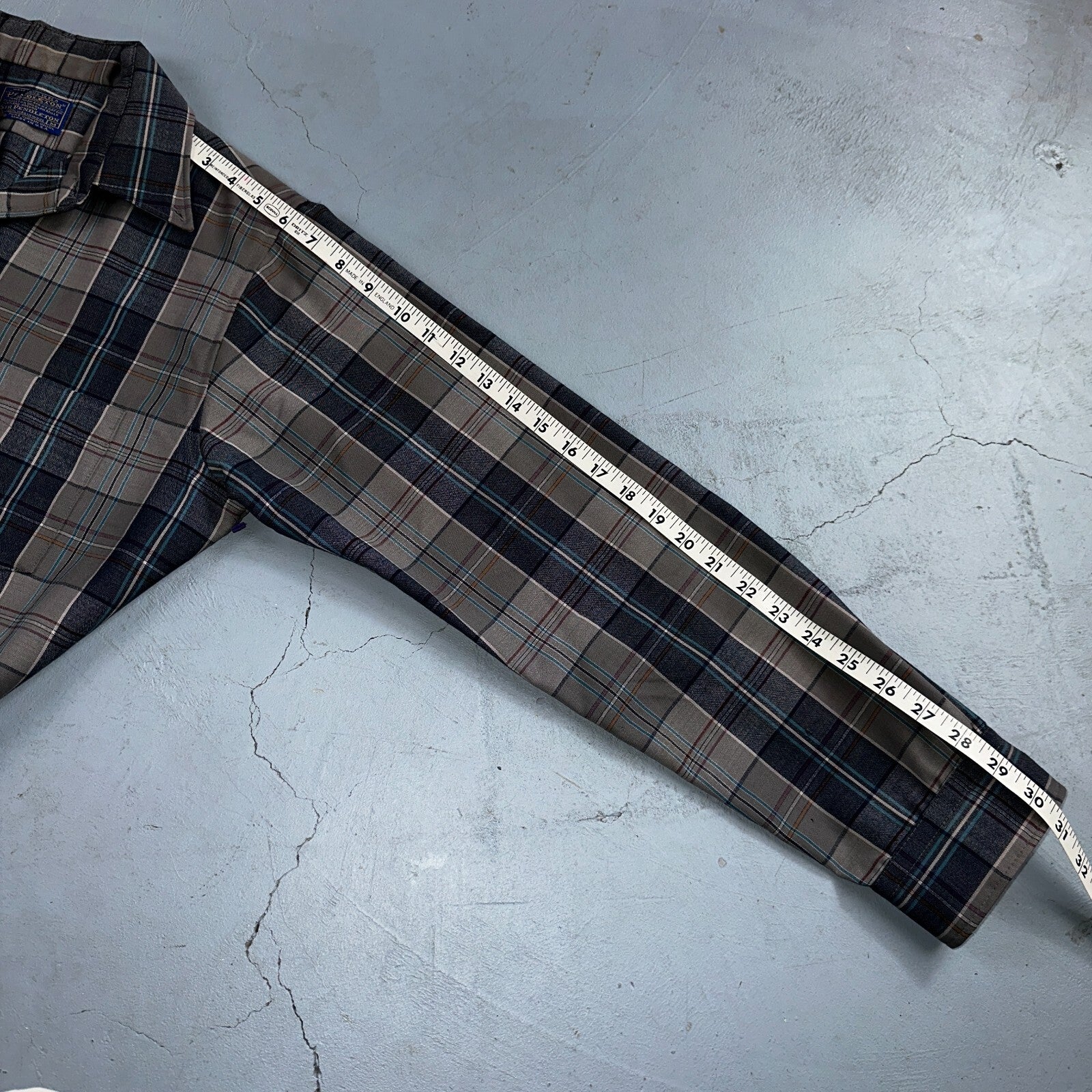 Pendleton Shirt M Blue VTG Virgin Wool Preppy Fireside 60s 70s Outdoors Mens