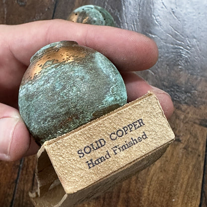 VTG Solid Copper Salt And Pepper Shaker Set Salt Lake City Utah Coins RARE