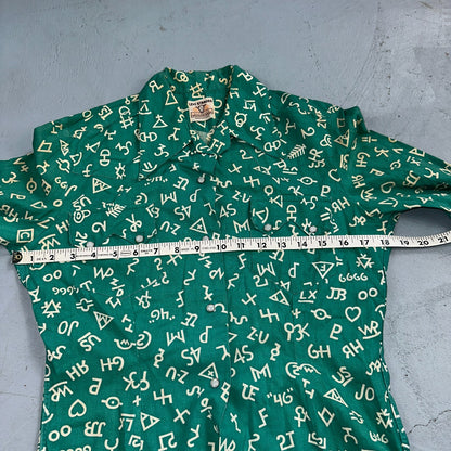 Levis 1950s Shorthorn Novelty Print Pearl Snap Sawtooth Shirt Rockabilly Western