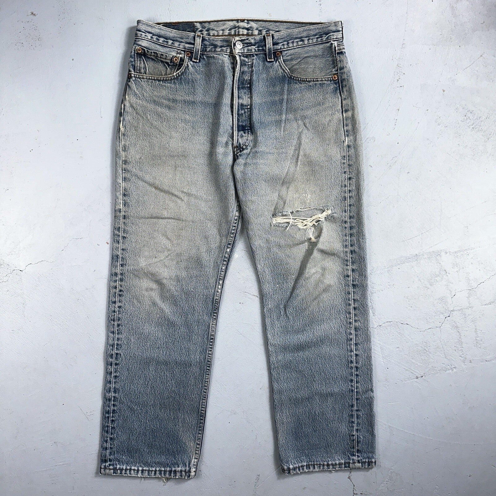 Levis 501 Vintage 90s Mexico Straight Leg Jeans 34x32 Y2K Light Wash Act 33x27