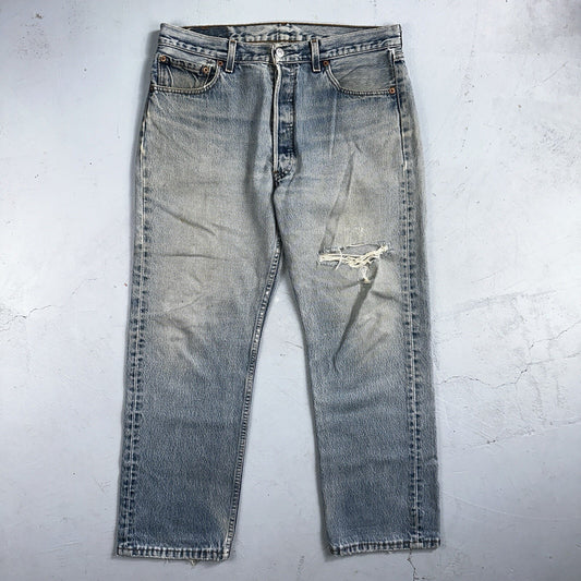Levis 501 Vintage 90s Mexico Straight Leg Jeans 34x32 Y2K Light Wash Act 33x27