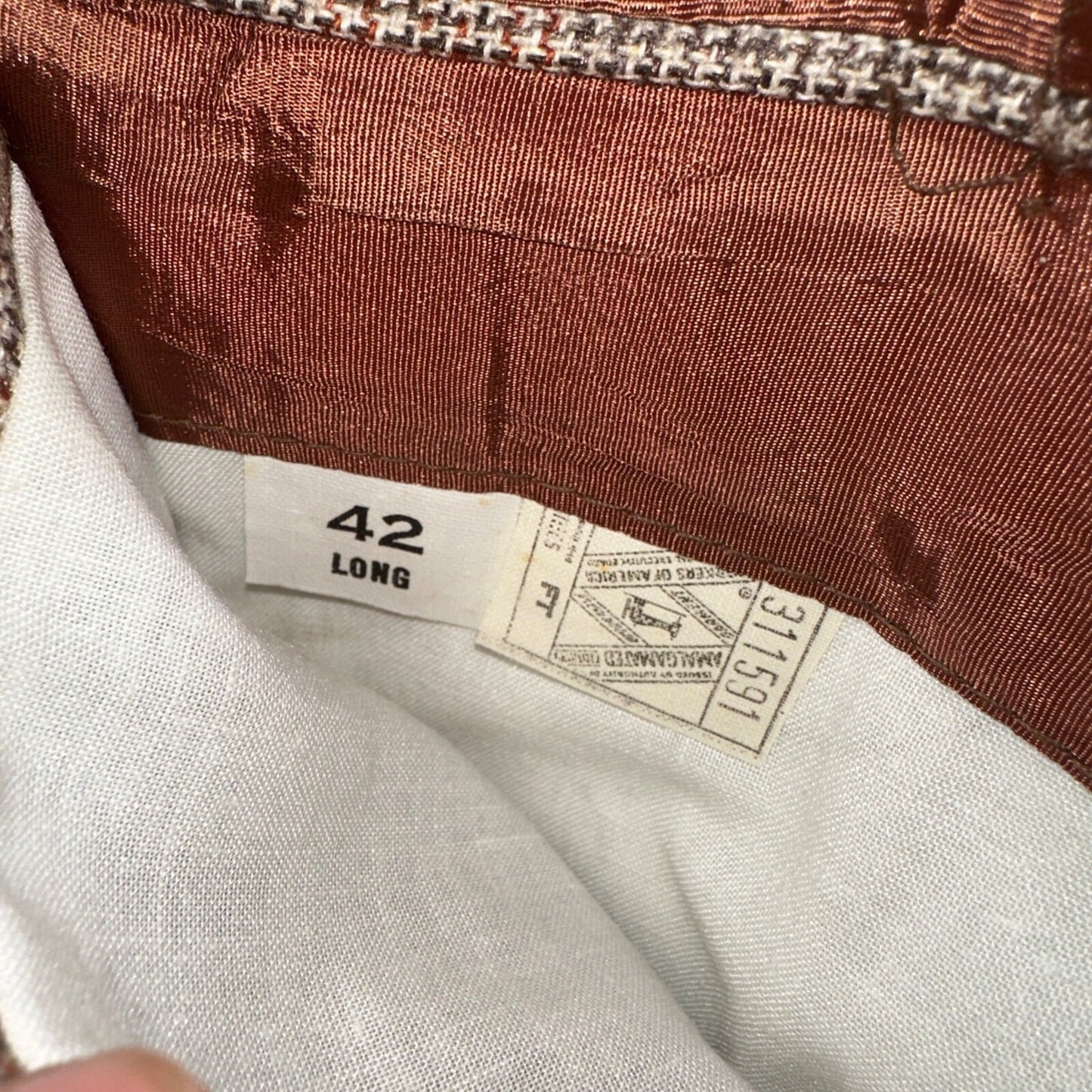 VTG Mens 3 PC Suit 42 Jacket Coat Pants Vest Plaid Rockabilly 70s 1970s Brown