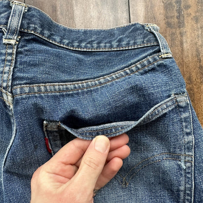 Levis 501 XX Big E True Vintage 60s Redline THRASHED Denim Jeans 1960s 27x26