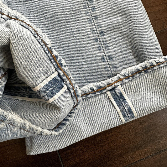 Levis Vintage 80s Redline Selvedge USA 501 Light Wash Blue Jeans 70s Act 29x33